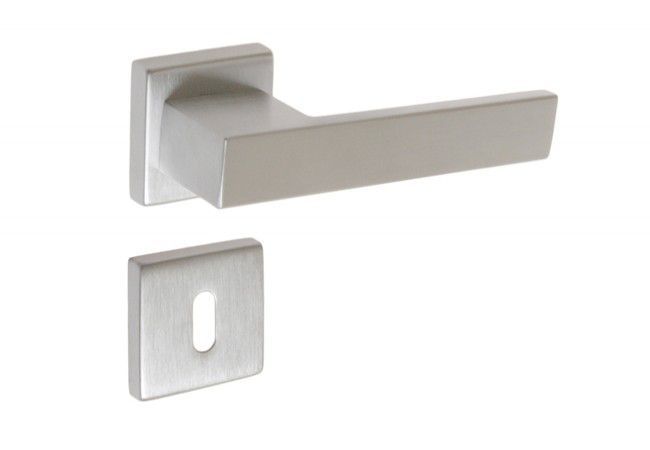 TOTAL QR Door Handle Square Escutcheon Matte Chrome Dual Lever Set