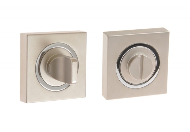 GAMET PLT-25WC-06-04-06-KW Square Escutcheon Set WC Privacy Lock Nickel/Satin