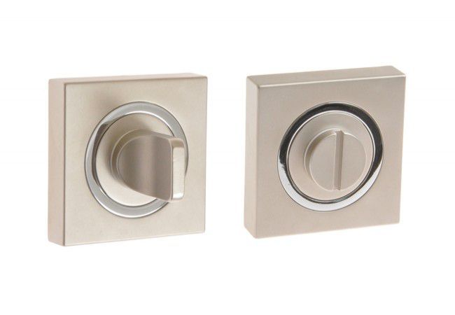 GAMET PLT-25WC-06-04-06-KW Square Escutcheon Set WC Privacy Lock Nickel/Satin