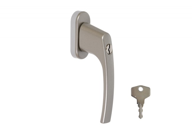 Luna Window Handle with Key 35mm Spindle Satin Nickel Dual Locking Function