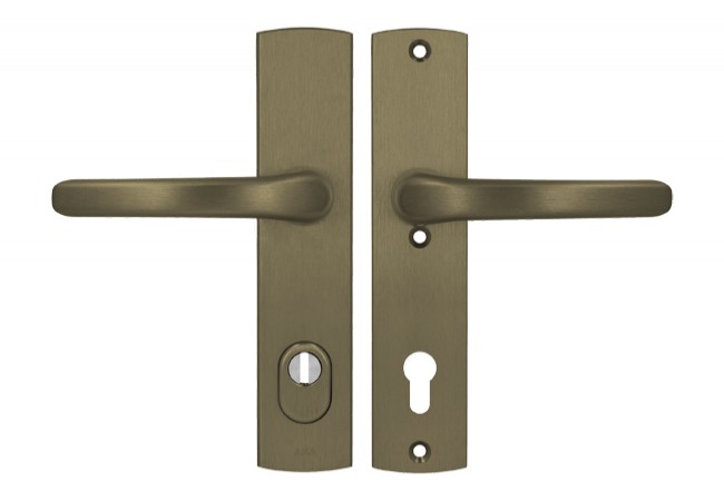 Axa Jupiter Premium 92 WB Class 3 door handle with FLEX cylinder protection (fire-rated), colour F4 ? antique gold (door thickness 74?83 mm)