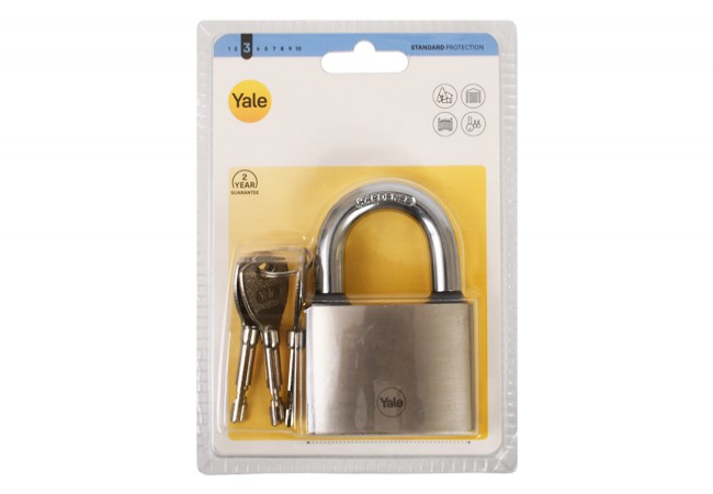 YALE Y112/50/128/1 Disk Padlock Cast Iron EN12320:2012 Silver Security Class 3