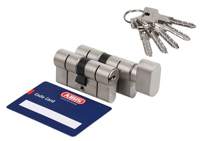 Abus D10+KD10NP Euro Cylinder Lock Set Emergency Function Pearl Nickel EN 1303 Class 2/5