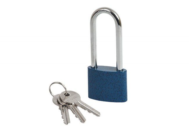 B-Harko BL50 cast iron snap padlock with a long shackle, blue