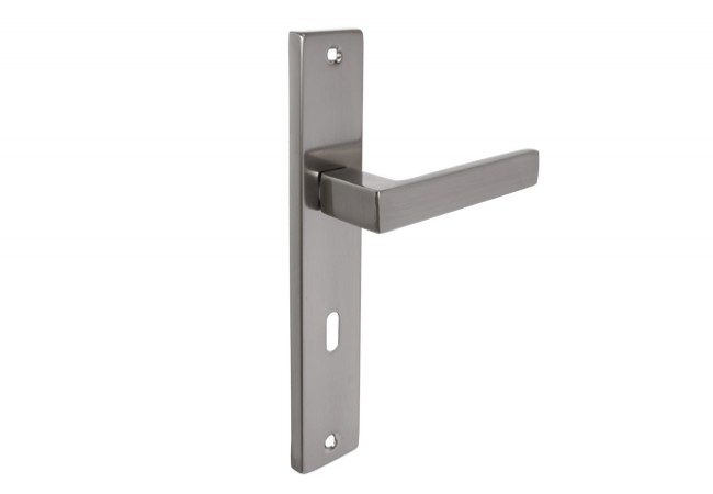 KUCHINOX QUBIK 72 Door Handle Long Backplate Nickel Plated Euro Profile 72mm