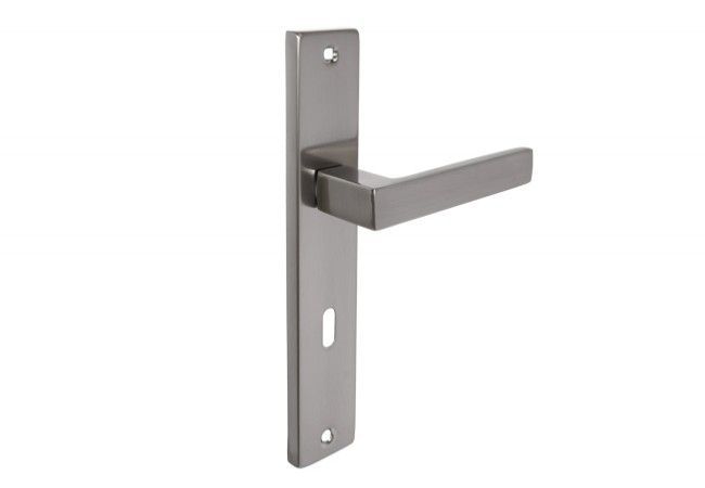 KUCHINOX QUBIK 72 Door Handle Long Backplate Nickel Plated Euro Profile 72mm
