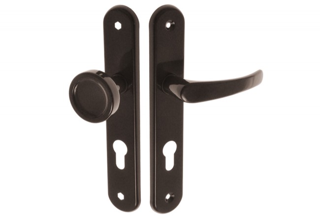 GAMAR 90 WB Door Handle Set Knob-Lever Aluminium Black Lacquer-Coated Interior
