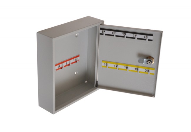 SK20 Key Cabinet 20 Hooks Cassette Lock Steel RAL 7035 Mounting Hardware Included