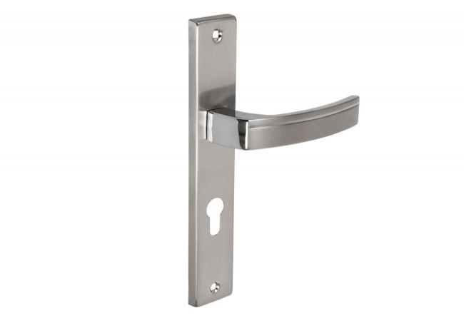 KUCHINOX PARVA Door Handle Set Long Plate 72mm Chrome/Nickel Satin Euro Profile