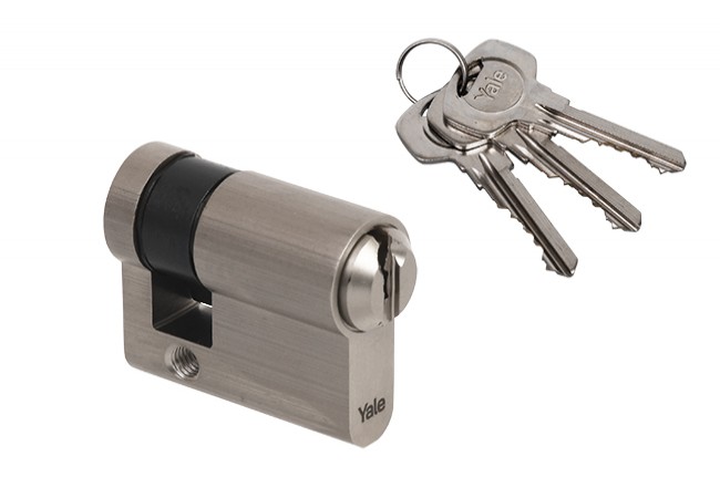 Yale Y500 Euro Profile Cylinder Lock 5-Pin Satin Nickel EN1303:2005 10/55 3 Keys