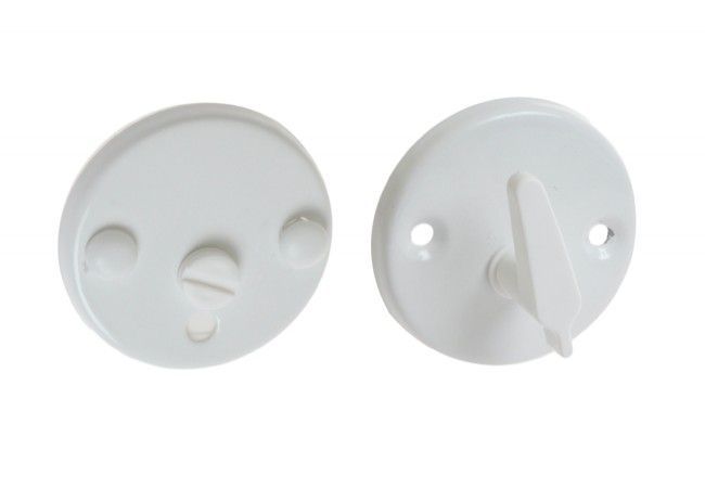 WC Door Escutcheon Set with Privacy Lock White Universal Interior/Restroom Use