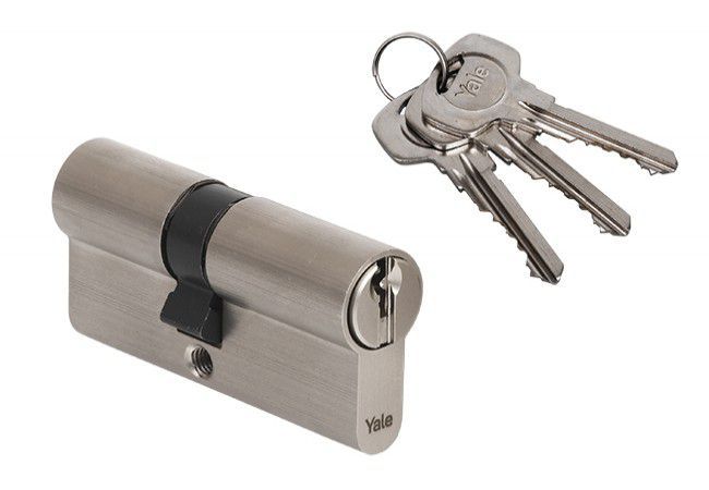 Yale Y500 Euro Cylinder Lock EN1303:2005 Satin Nickel 35/80mm 5-Pin 3 Keys