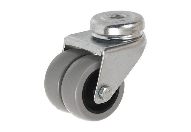 Double Swivel Caster 50mm Grey Polyurethane Non-marking Tread 100kg Capacity