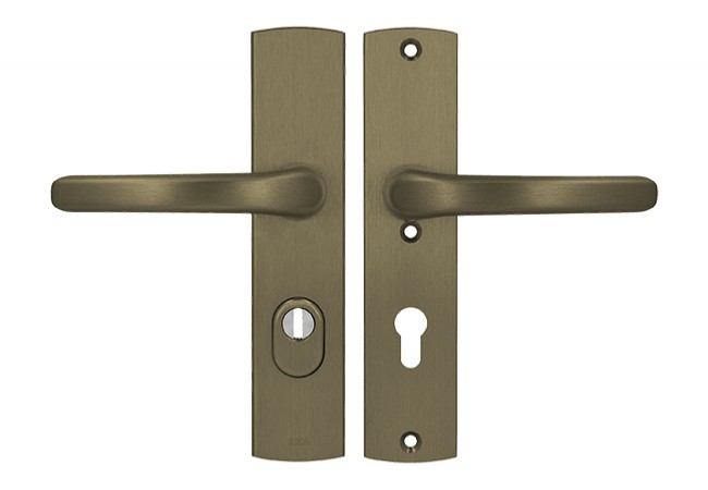 Axa Jupiter Premium 72 WB Class 3 door handle with FLEX cylinder protection (fire-rated), colour F4 ? antique gold (door thickness 74?83 mm)