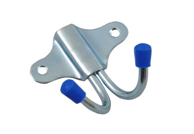 Double Wall Hook Zinc-Plated Steel Blue 55x58mm 48mm Screw Spacing