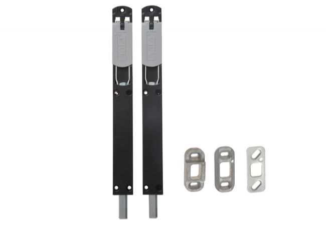 WALA WN2 Surface Door Bolt Set Black RAL 9005 for Aluminum PVC Double-Leaf Doors