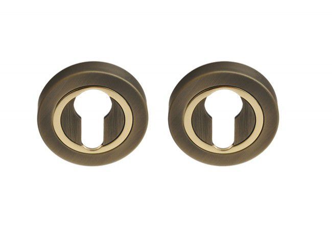 GAMET PLT-25-Y-02ME-03-02ME Round Escutcheon Set Patina/Gold for Cylinder Lock