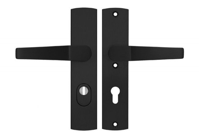 Axa Arrow Premium 72 WB Class 3 door handle with FLEX cylinder protection (fire-rated), colour F8 ? black (door thickness 74?83 mm)
