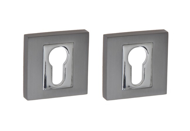 Kuchinox WB Square Escutcheon Graphite/Chrome for NERO Handles Interior Doors