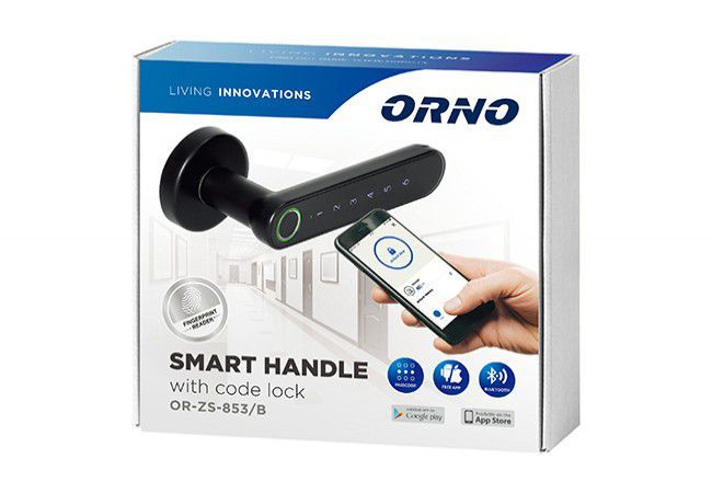 ORNO OR-ZS-853/B Smart Electronic Door Handle Black PIN Fingerprint Bluetooth Offline