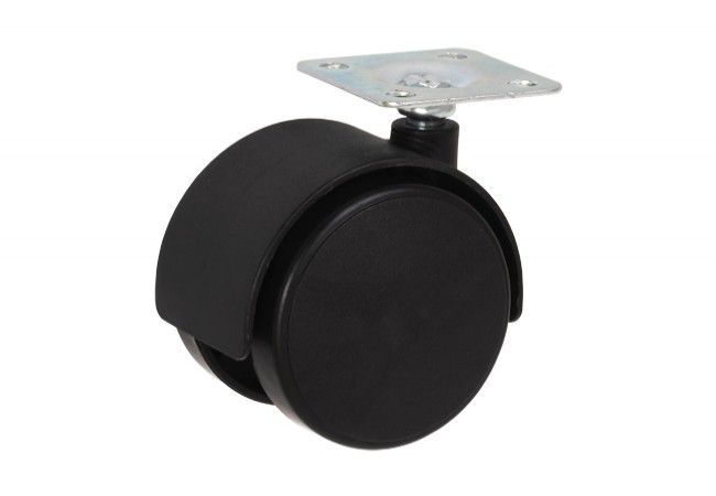 Plastic Swivel Caster Wheel with Mounting Plate 50mm Black for Furniture