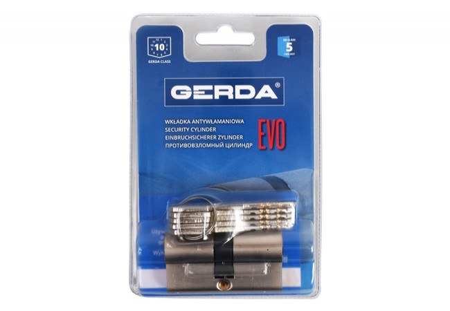 Gerda EVO 30/45 Cylinder Insert Nickel Satin Class 5 Key Protection EN 1303