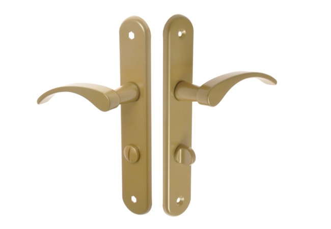 GAMAR VIOLA Door Handle Gold Lacquered Finish 72mm WC Lock Full-Length Plate