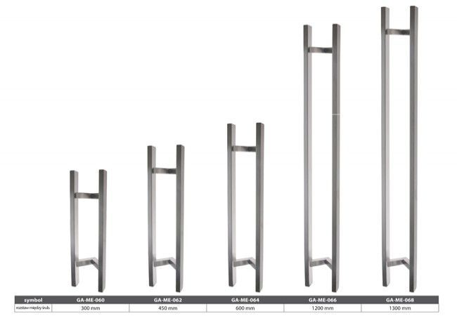 Double-Sided Offset Door Pull Handle 45° Stainless Steel 650mm Rectangular Profile