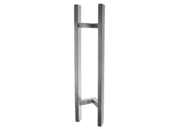 Double-Sided Offset Door Pull Handle 45° Stainless Steel 650mm Rectangular Profile