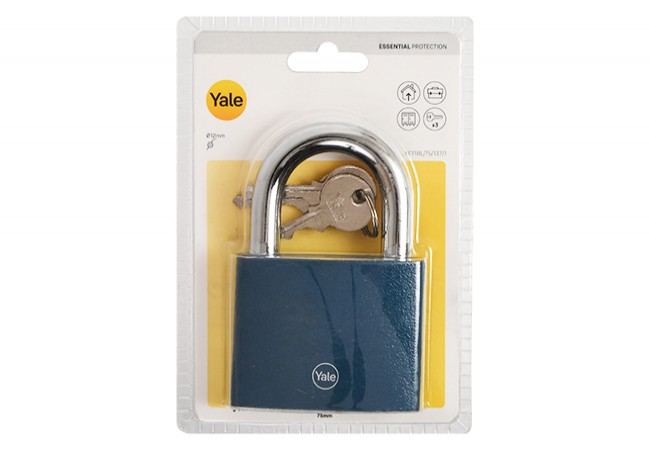 YALE YE11BL/75/137/1 Shackle Padlock Cast Iron Snap Lock 75mm Blue