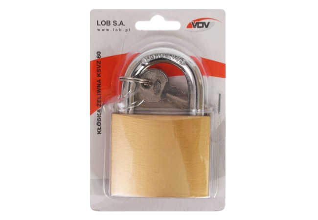 Cast iron latch padlock KSVZ60 gold BLISTER