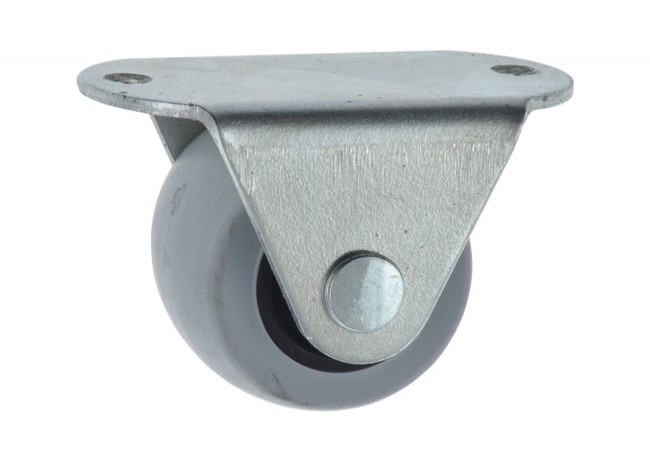 Rubber Fixed Caster Wheel fi 30x22 Gray Non-Marking Rigid Roller for Sensitive Floors