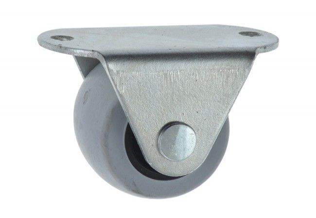 Rubber Fixed Caster Wheel fi 30x22 Gray Non-Marking Rigid Roller for Sensitive Floors