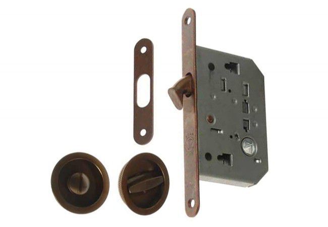 WC Sliding Door Lock Set OG-patyna Mortise Kit with Thumb Turn and Indicator