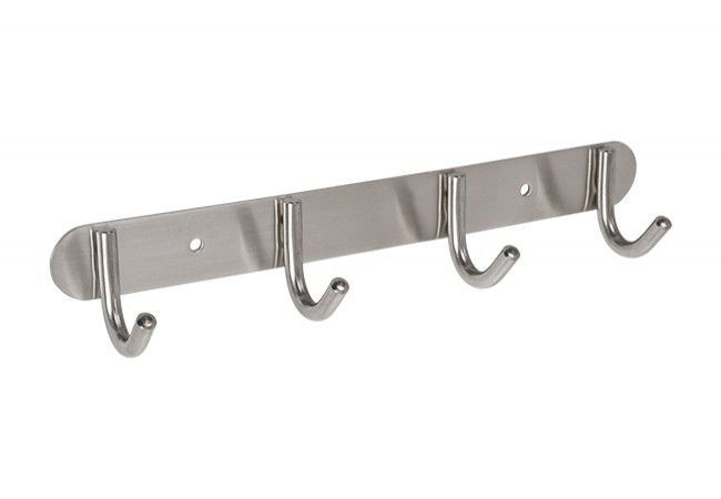 HK042 Stainless Steel Hook Rail 4 Fixed Hooks Compact Design 270x30mm