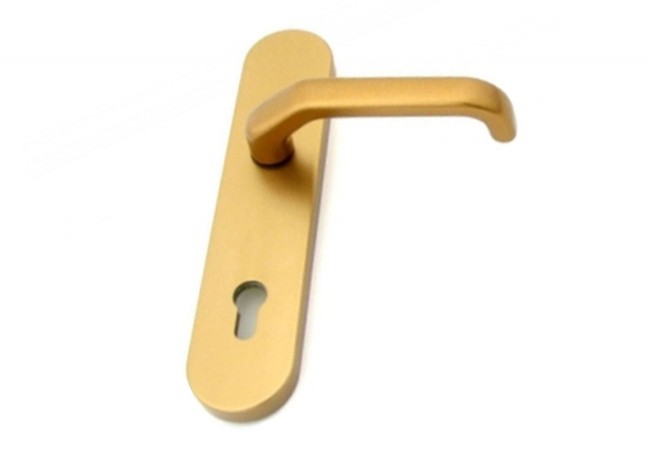 Anti-burglary door handle 92 WB long plate 52/1200 F4 gold