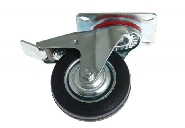 CKPW-SG 125W-HC Swivel Caster Wheel with Brake Black Rubber 100kg Double Ball Bearing