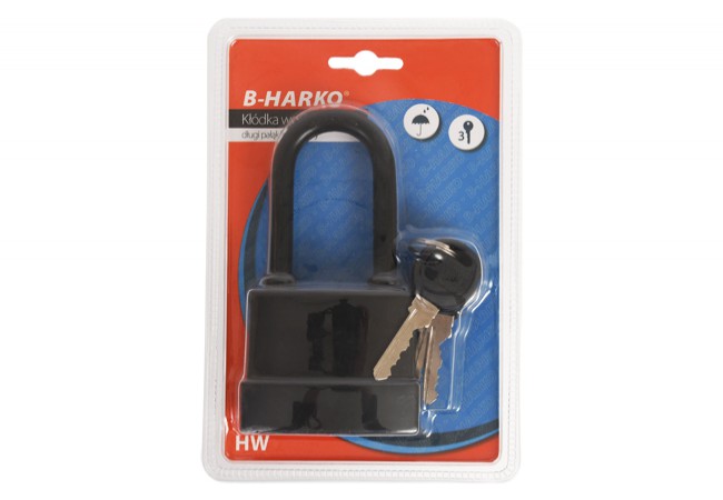 B-Harko HW70L Waterproof Padlock 70mm Cast Iron Long Shackle Outdoor Black