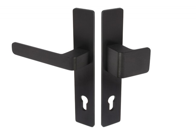 WALA H6S26L/G5S50/S5S42G6 Lever-Knob Door Handle Long Plate 92mm Black Anodized Left