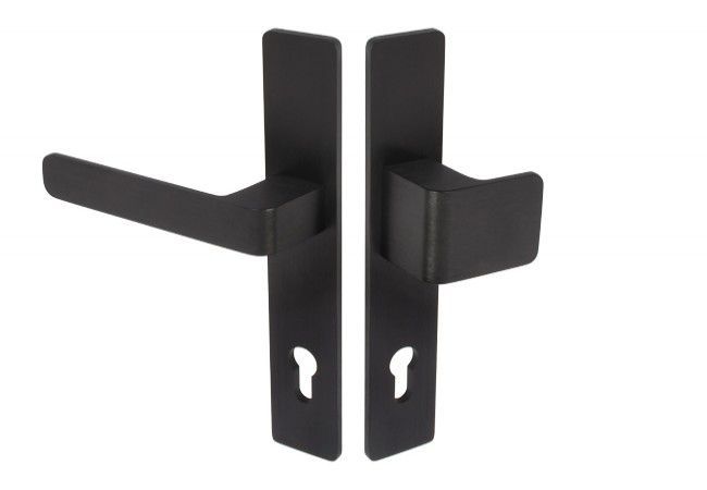 WALA H6S26L/G5S50/S5S42G6 Lever-Knob Door Handle Long Plate 92mm Black Anodized Left