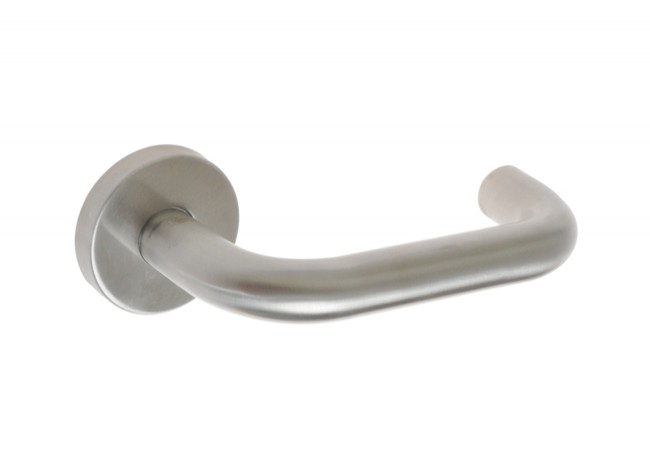 B-HARKO KI 01 INOX Lever Handle Set Round Rose EN 1906:2003 Stainless Steel 8mm Spindle