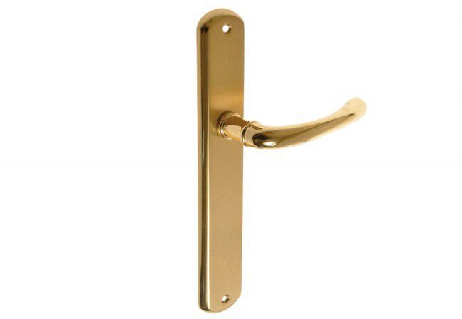 Metal-Bud GAJA Door Handle Set Brass Long-Plate Lacquered Spring Assisted