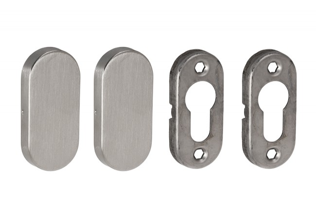 B-HARKO Oval Escutcheon Plate Stainless Steel Press-Fit 50mm Satin No Hole Set