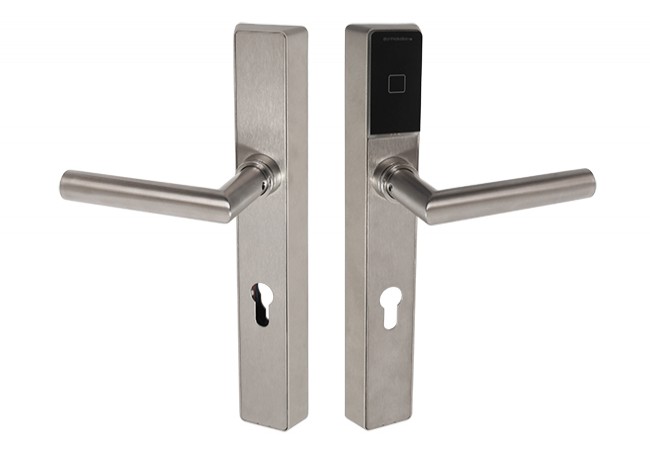 dormakaba C-Lever K6 Pro Electronic Door Handle TouchGo IP55 EN 1634-1/3 Wide Plate