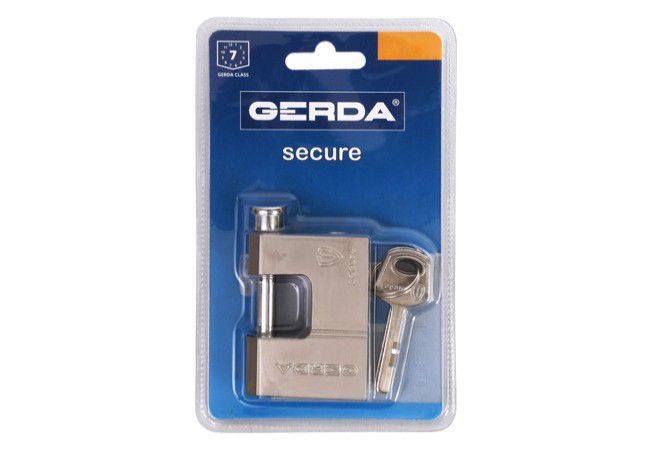 GERDA SECURE KSWT T90mm Pin Padlock Hardened Steel Dust Resistant Gerda Class 7 Satin Nickel
