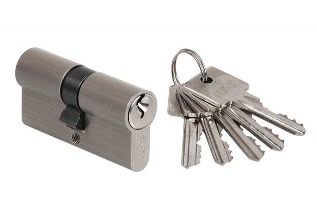 H5-S 55/55 Euro Cylinder Lock Double Cylinder Satin Nickel Min. 30,000 Key Variations