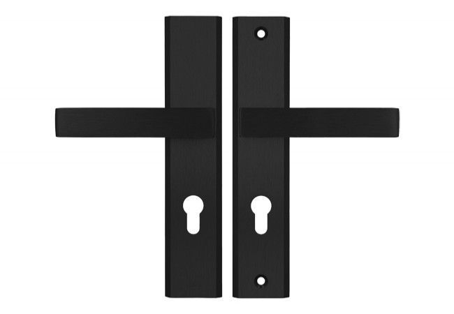 AXA Haga ++ 72 WB Door Handle Set EN 1906 Class 1 Black Anodized Aluminium 74?83mm