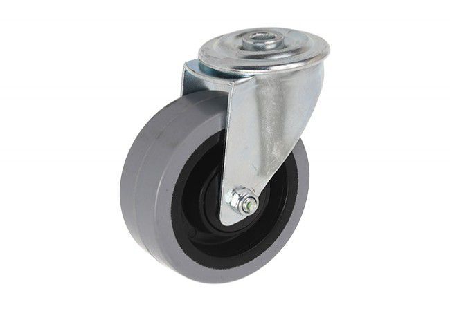 Swivel Caster Wheel 100 mm Grey Elastic Rubber 150 kg 12 mm Mounting Hole