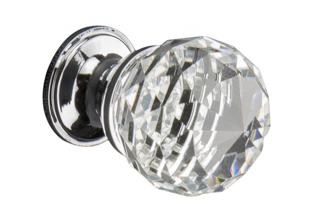 Schaffner KRYSZTAŁ Furniture Handle 30mm Genuine Crystal Sphere Chrome/White