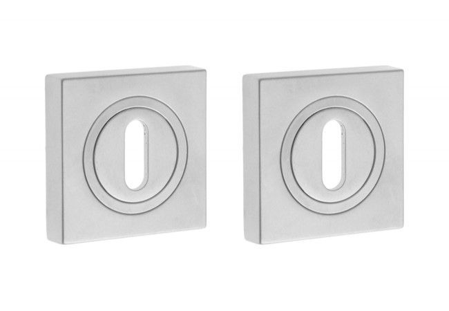 GAMET PLT-25-N-08-KW Square Escutcheon Chrome/Satin for Lever Lock Dual-Sided Set